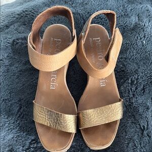 Pedro Garcia Gold and Tan Sandals